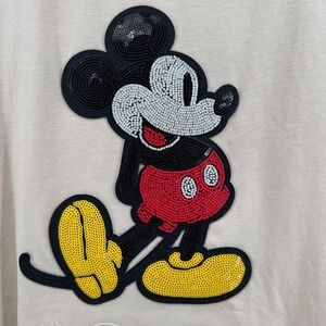 Disney World Mickey Mouse Beaded Sequin Graphic T-Shirt Tan XXL Walt Disney
